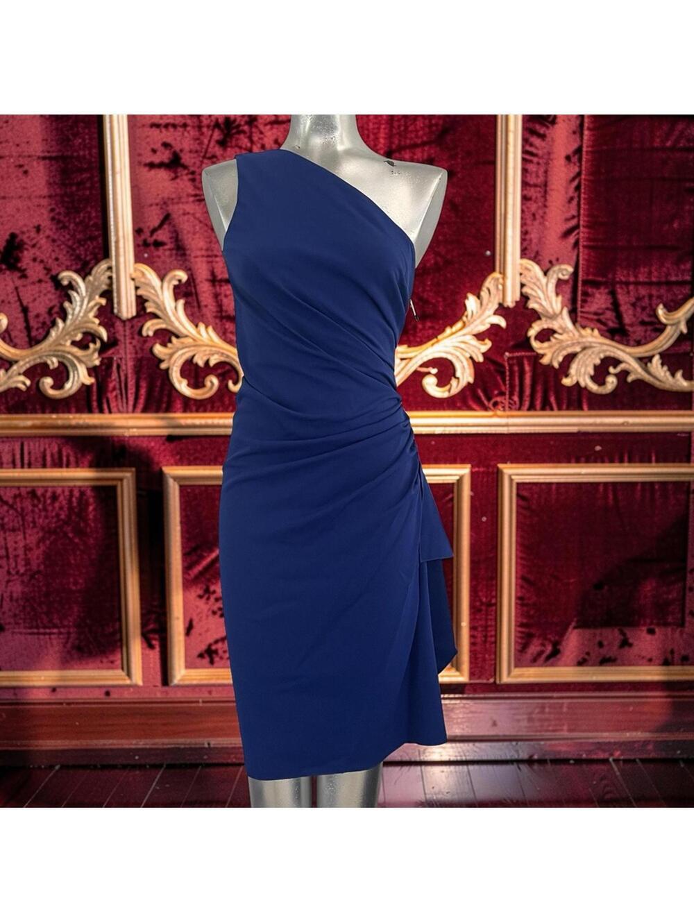 Elegant Aida One-Shoulder Blue Dress